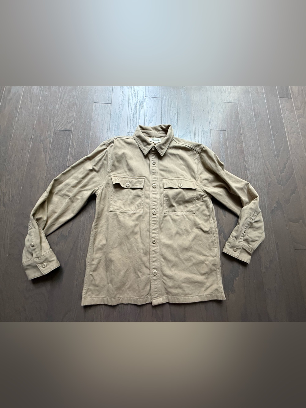 Madewell easy garment dyed work shirt men’s medium long sleeve tan driftwood